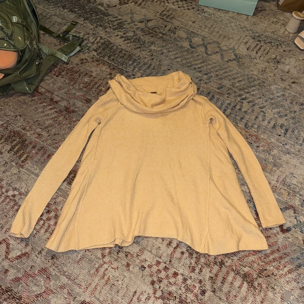 Free People Tan Cowl Neck Sweater